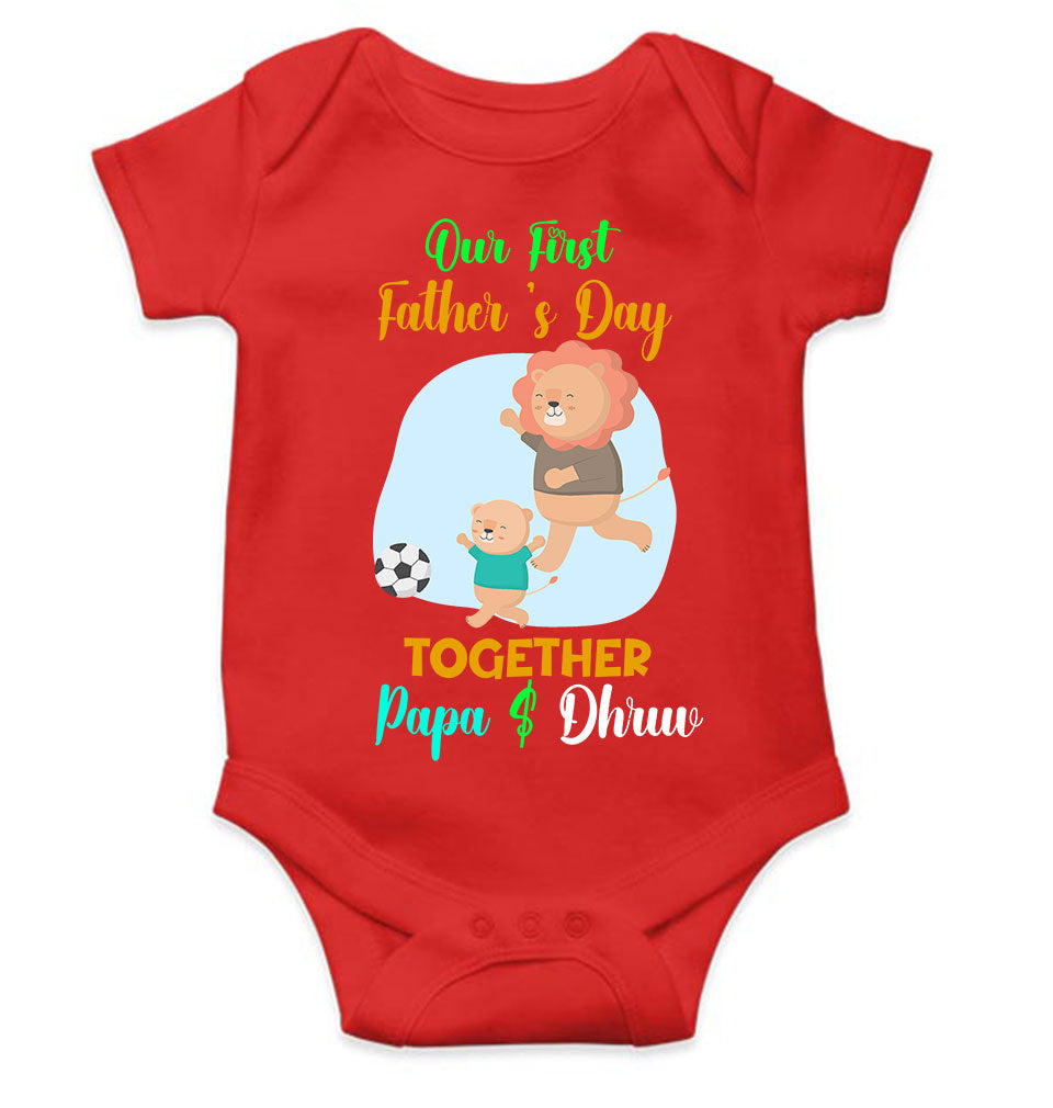 Custom Name Our First Father Day Rompers for Baby Boy- FunkyTeesClub