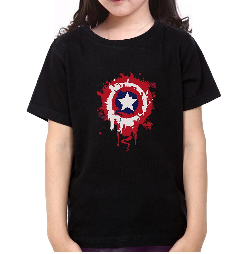 Captain America Shield Half Sleeves T-Shirt For Girls -FunkyTeesClub