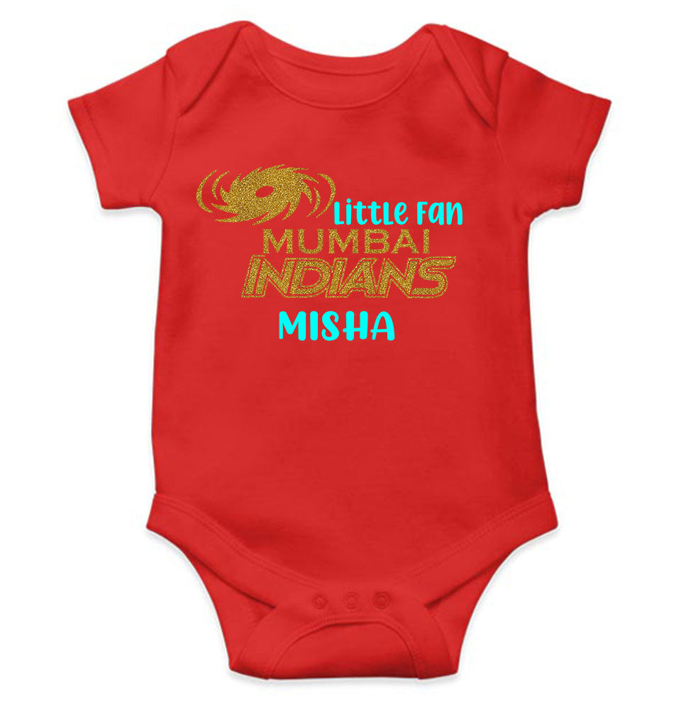 Custom Name IPL MI Mumbai Indians Little Fan Rompers for Baby Girl- FunkyTeesClub