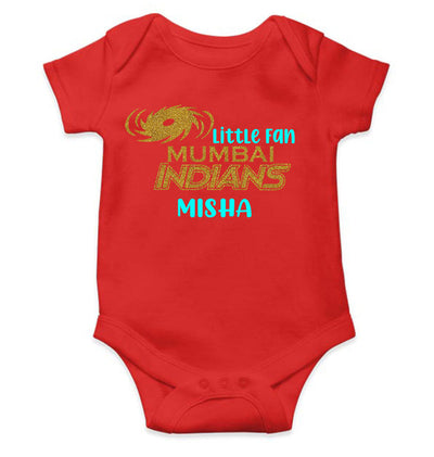 Custom Name IPL MI Mumbai Indians Little Fan Rompers for Baby Girl- FunkyTeesClub