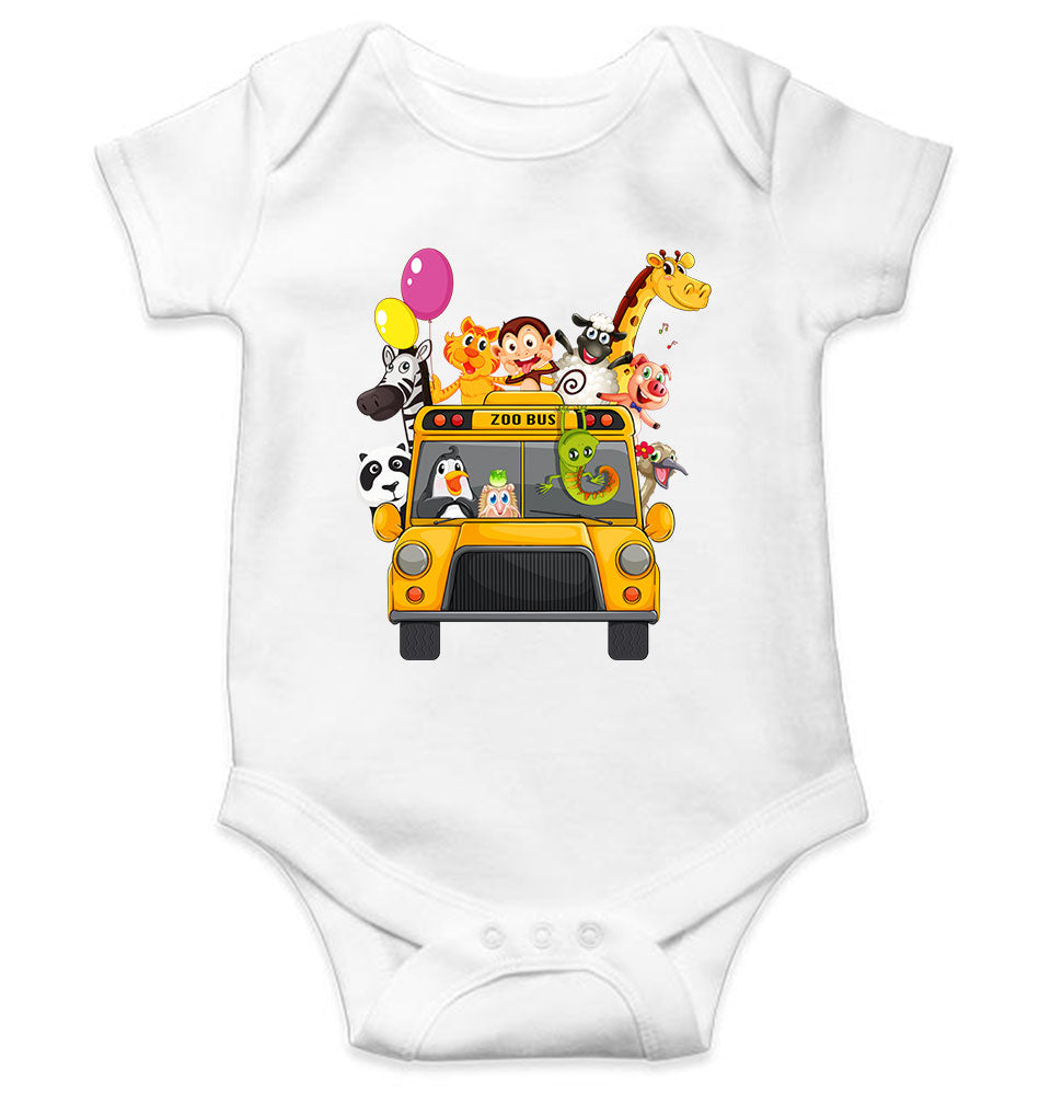 Zoo Bus Cartoon Rompers for Baby Girl- FunkyTeesClub