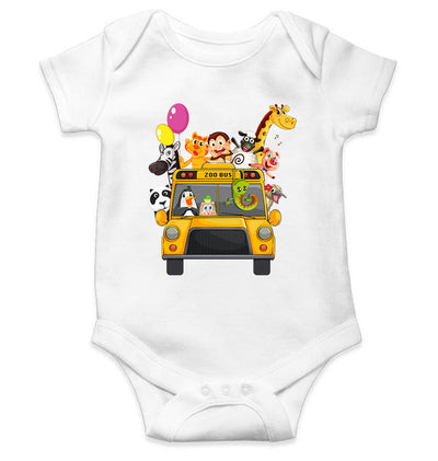 Zoo Bus Cartoon Rompers for Baby Girl- FunkyTeesClub