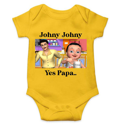 Johny Johny Yes Papa Poem Rompers for Baby Girl- FunkyTeesClub