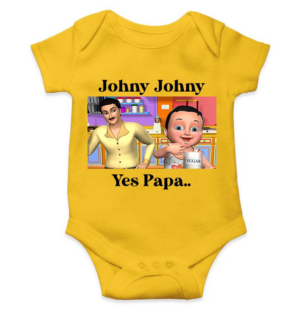 Johny Johny Yes Papa Poem Rompers for Baby Girl- FunkyTeesClub