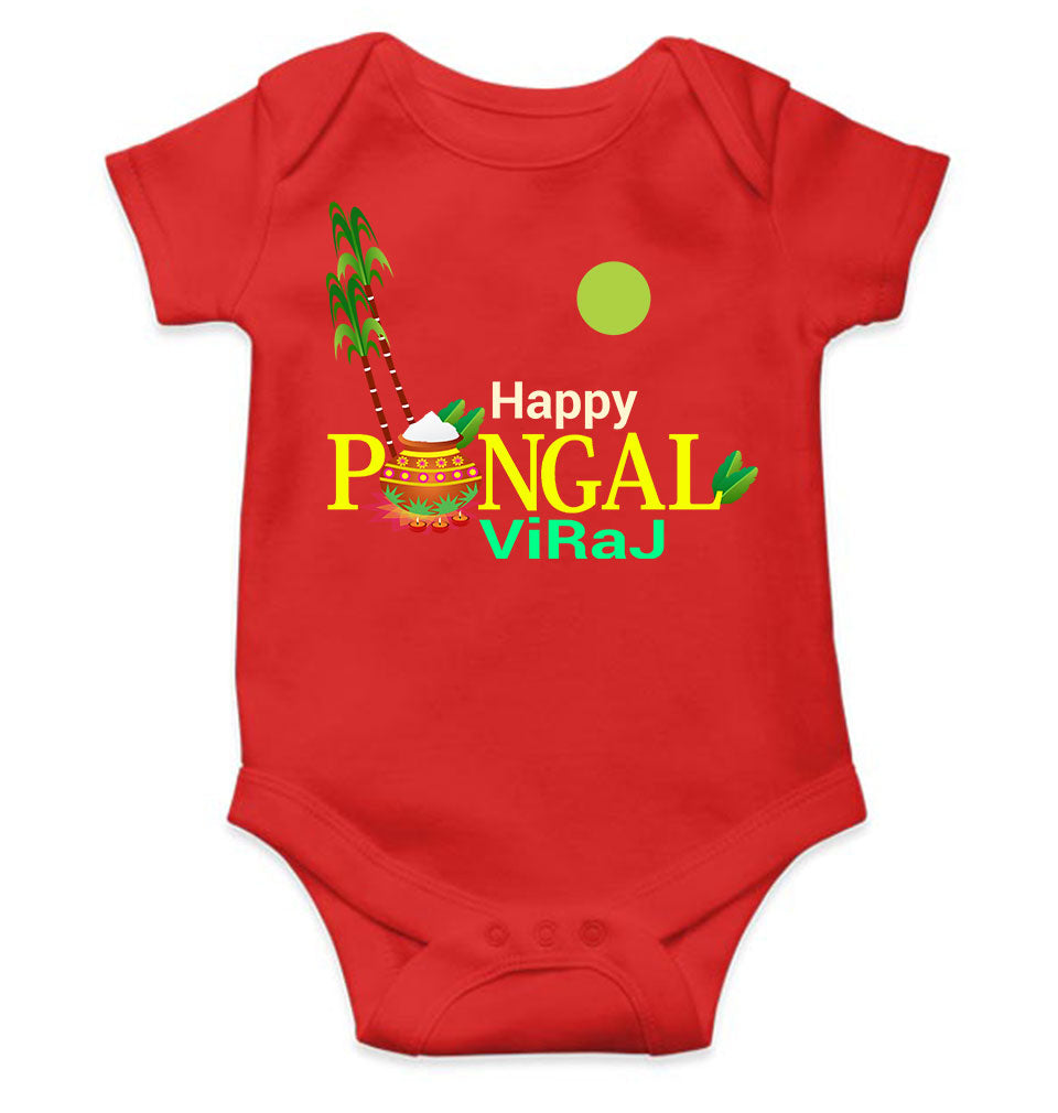 Custom Name Happy Pongal Rompers for Baby Girl- FunkyTeesClub