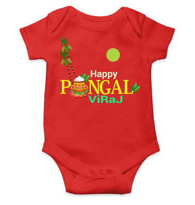 Custom Name Happy Pongal Rompers for Baby Girl- FunkyTeesClub