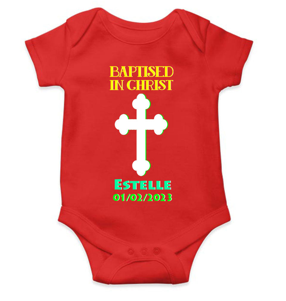 Custom Name And Date Baptised In Christ Christening Day Baptism Rompers for Baby Girl- FunkyTeesClub