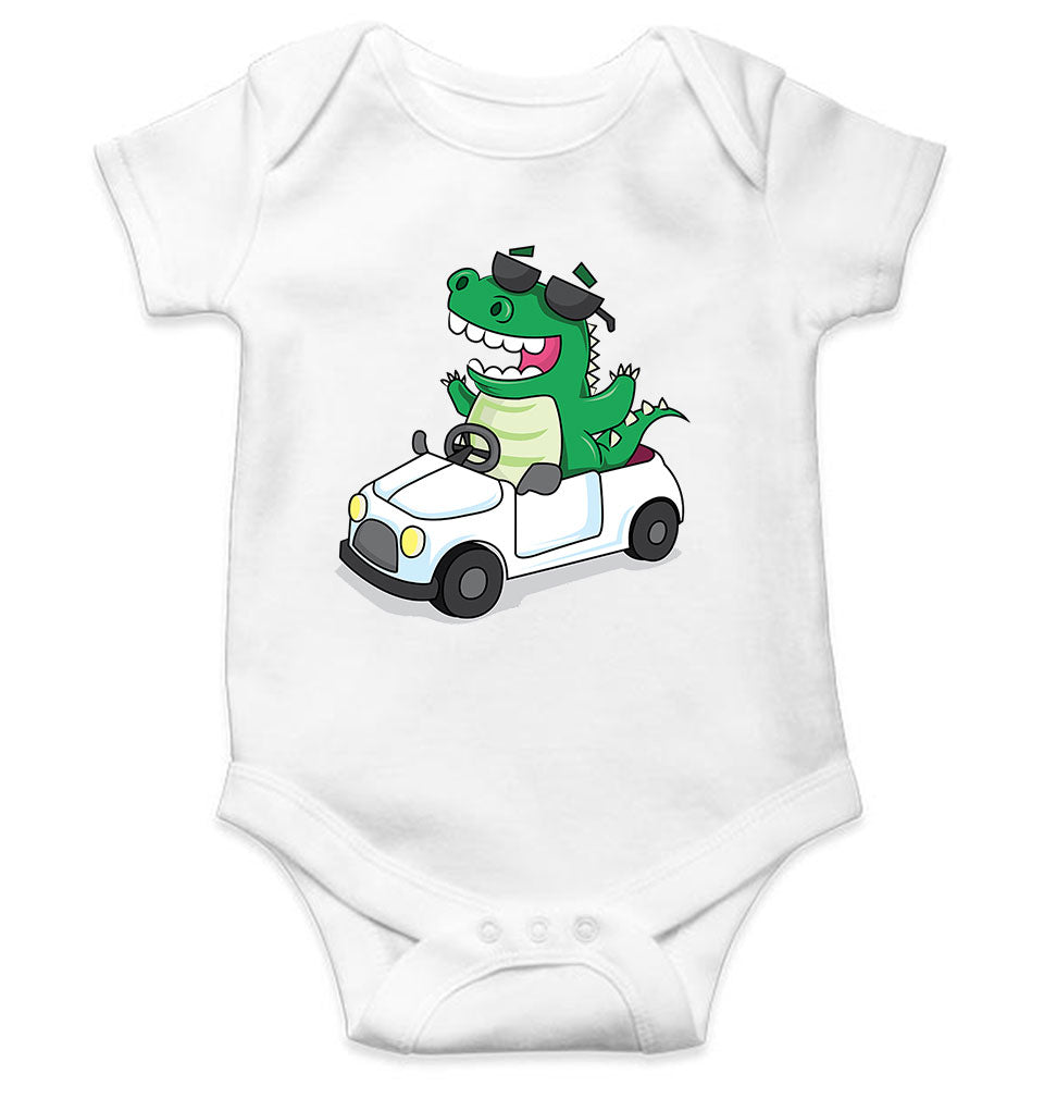 Dino Car Cartoon Rompers for Baby Girl- FunkyTeesClub