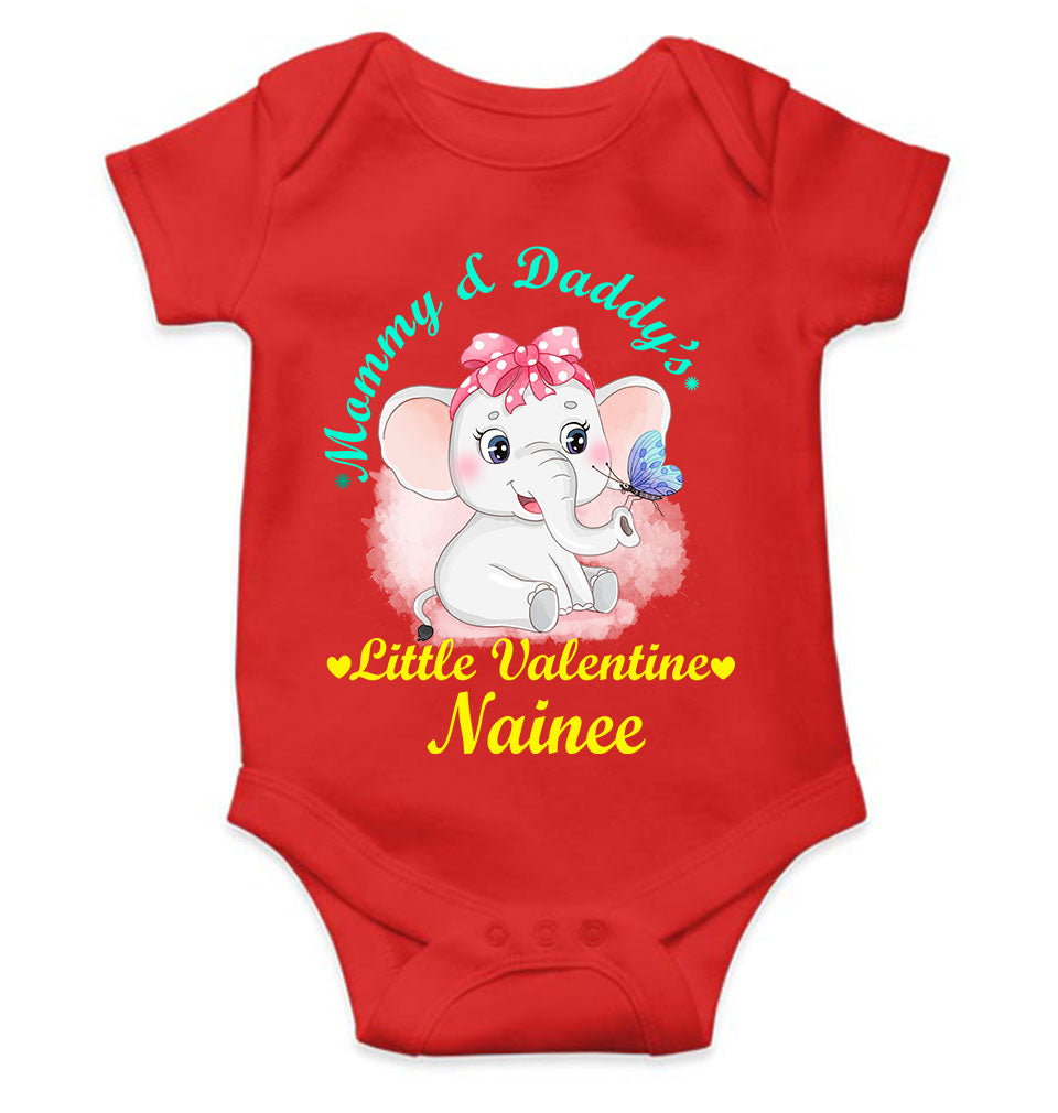 Custom Name Mommy And Daddys Little Valentine Rompers for Baby Girl- FunkyTeesClub