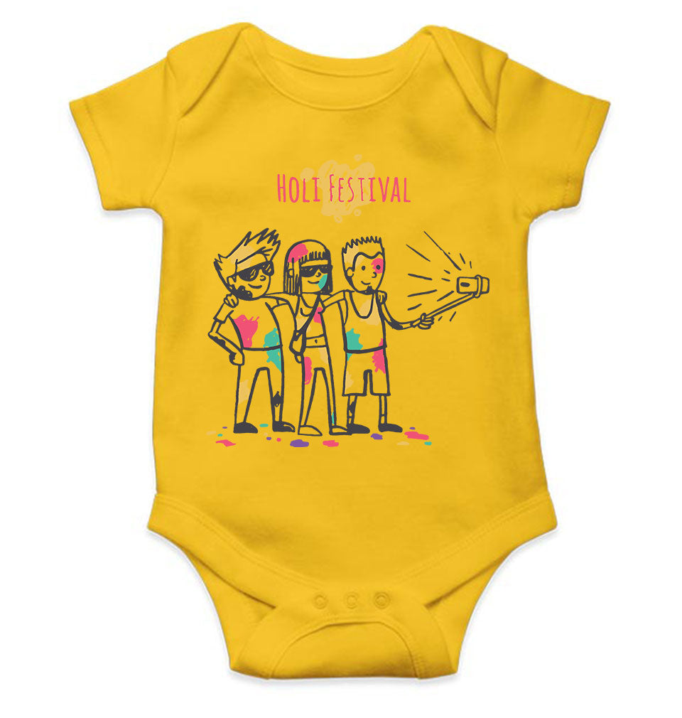 Friends Selfie Holi Rompers for Baby Girl- FunkyTeesClub