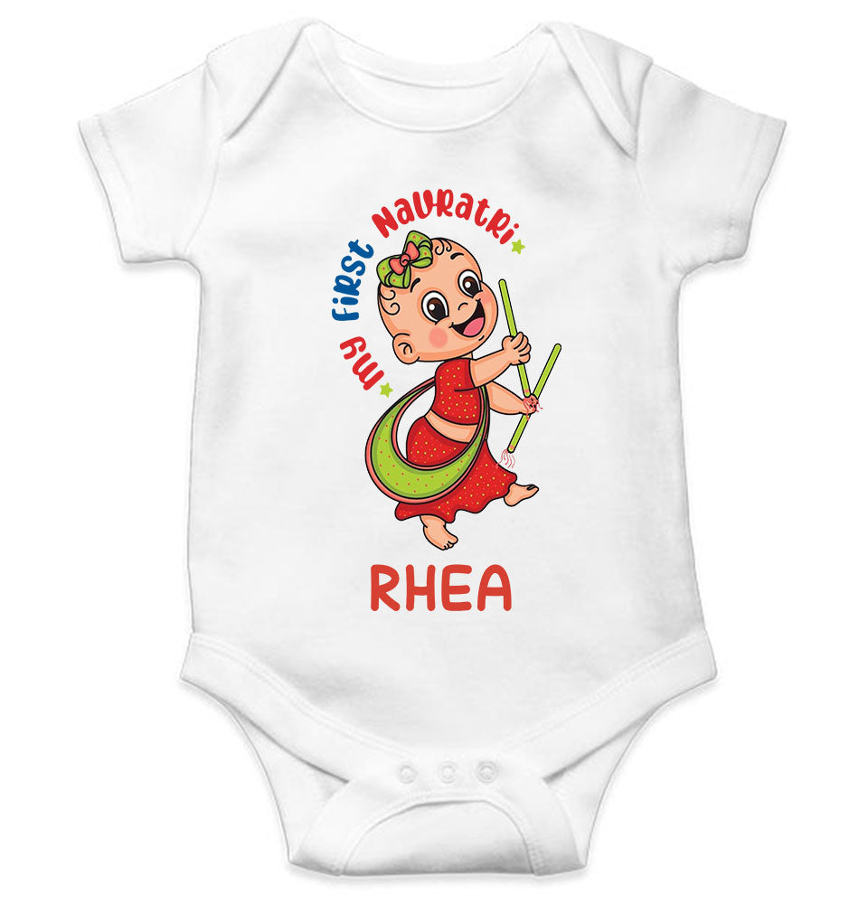 Custom Name My First Navratri Rompers for Baby Girl- FunkyTeesClub