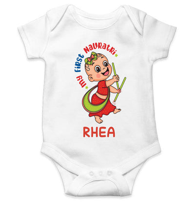 Custom Name My First Navratri Rompers for Baby Girl- FunkyTeesClub