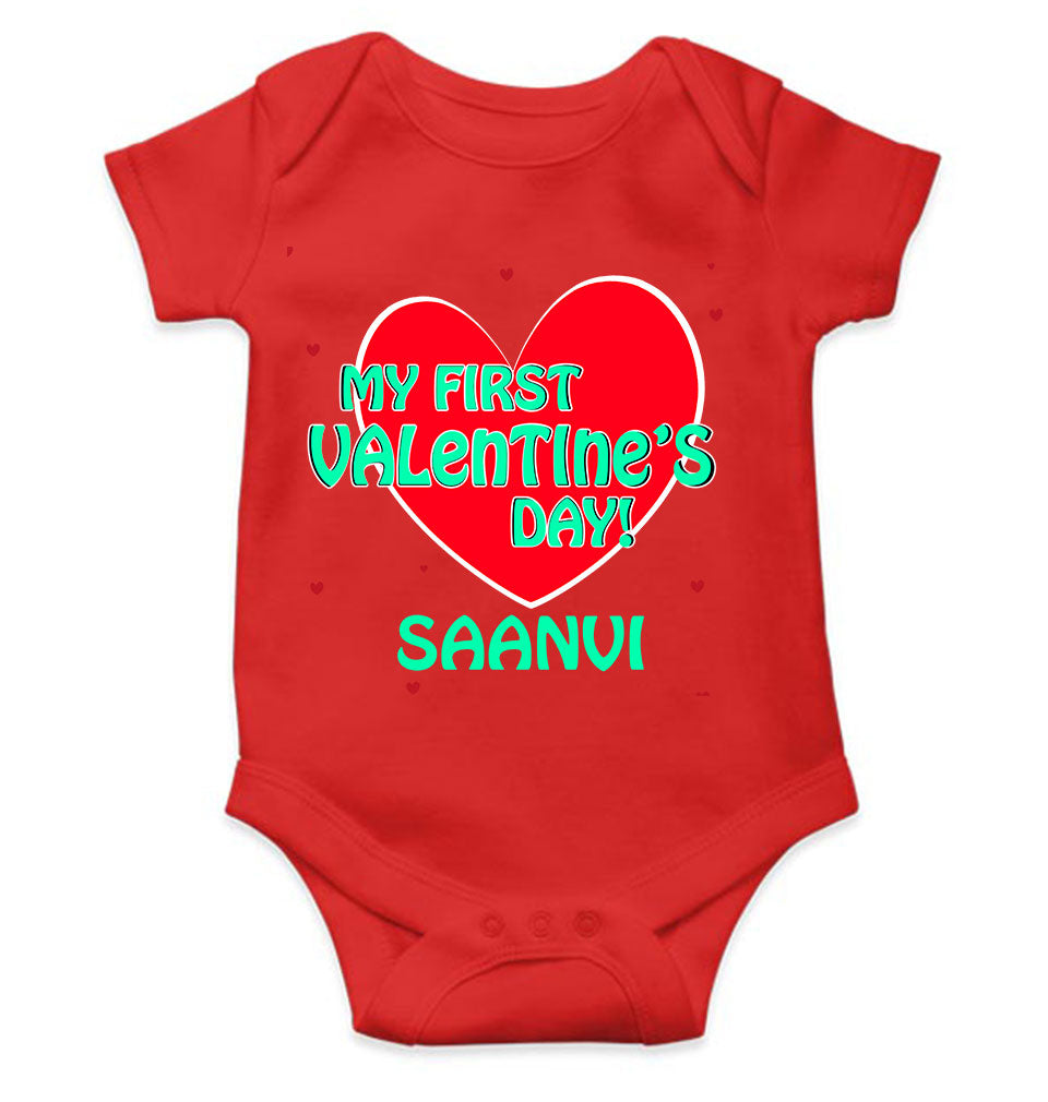 Custom Name 1st Valentine Rompers for Baby Girl- FunkyTeesClub