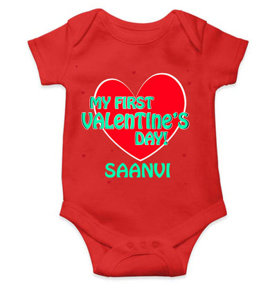 Custom Name 1st Valentine Rompers for Baby Girl- FunkyTeesClub