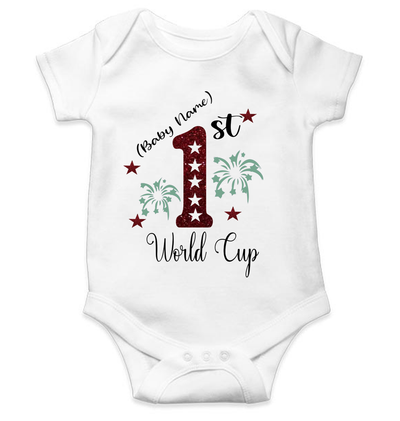 1st World Cup Custom Name Rompers for Baby Girl- FunkyTeesClub