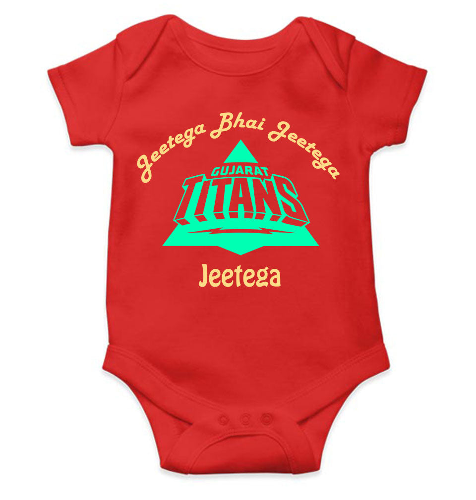 IPL Gujarat Titans Jeetega Bhai Jeetega GT Jeetega Rompers for Baby Boy- FunkyTeesClub