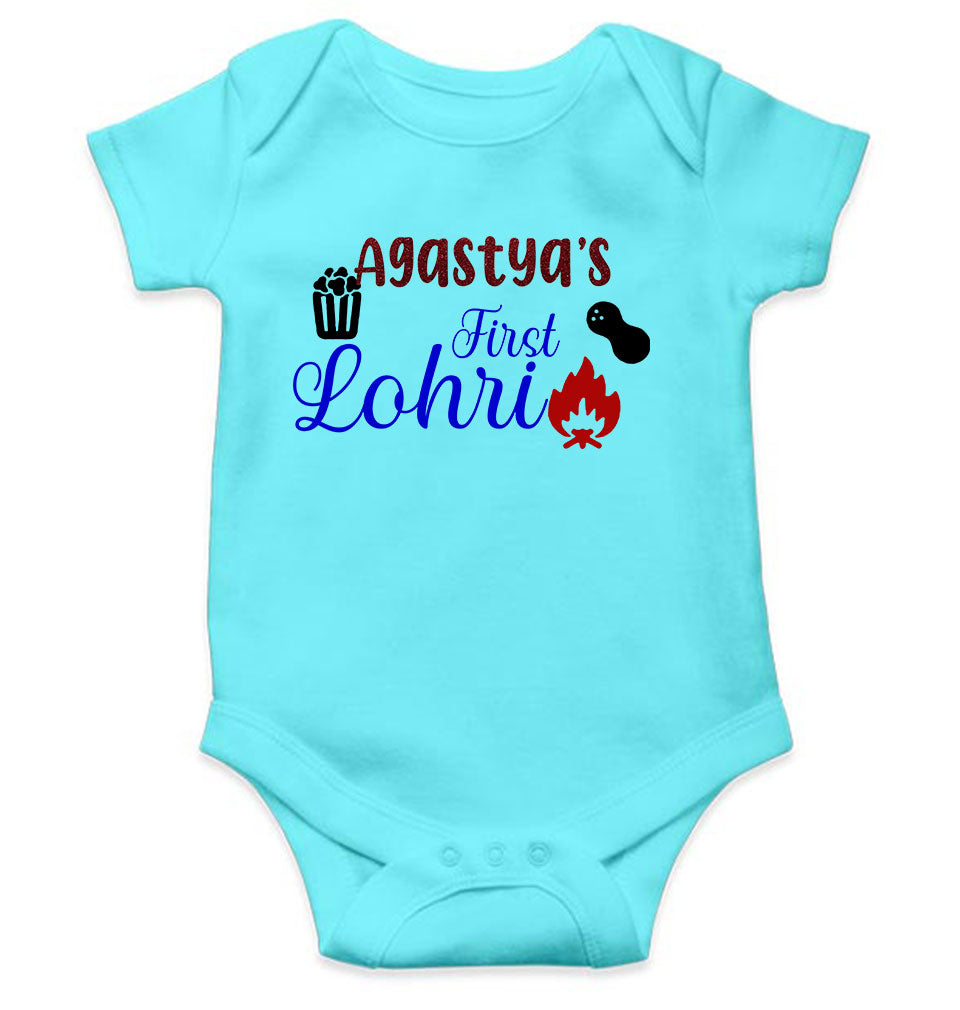 Custom Baby Name First Lohri Rompers for Baby Girl- FunkyTeesClub