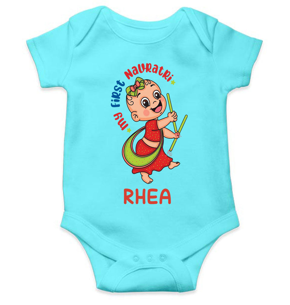 Custom Name My First Navratri Rompers for Baby Girl- FunkyTeesClub