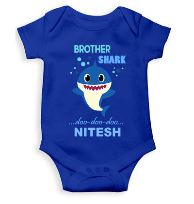 Custom Name Brother Shark Doo Doo Doo Rakhi Rompers for Baby Boy- FunkyTeesClub