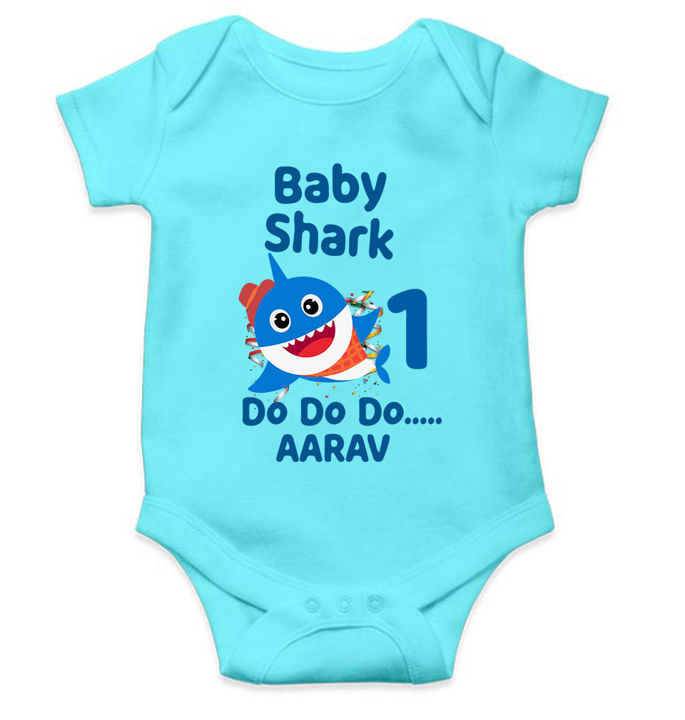 Custom Name Baby Shark Do Do Do First Birthday Rompers for Baby Boy- FunkyTeesClub