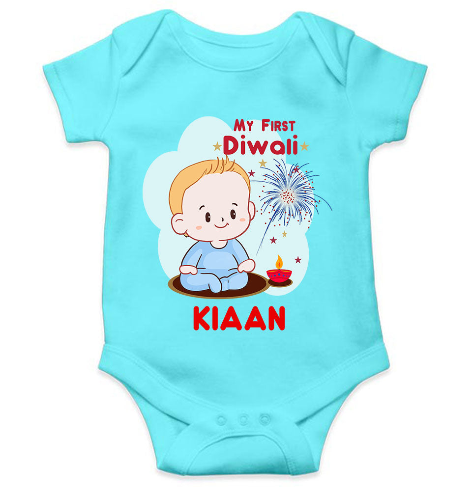 Custom Name My First Diwali Rompers for Baby Boy- FunkyTeesClub
