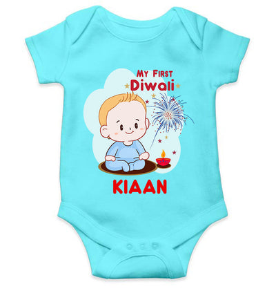 Custom Name My First Diwali Rompers for Baby Boy- FunkyTeesClub