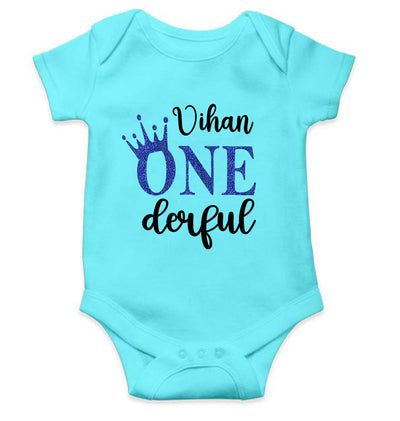 Custom Name First Birthday Rompers for Baby Boy- FunkyTeesClub