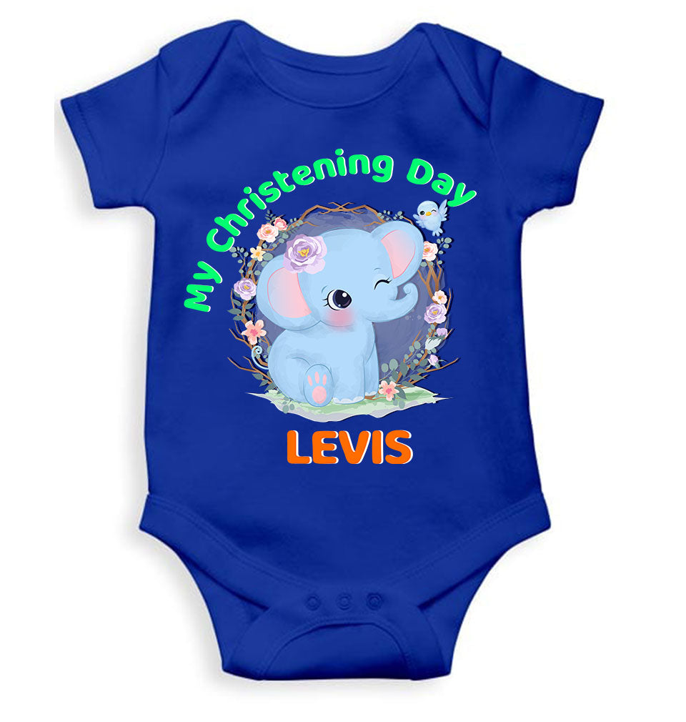Custom Name Christening Day Baptism Rompers for Baby Boy- FunkyTeesClub