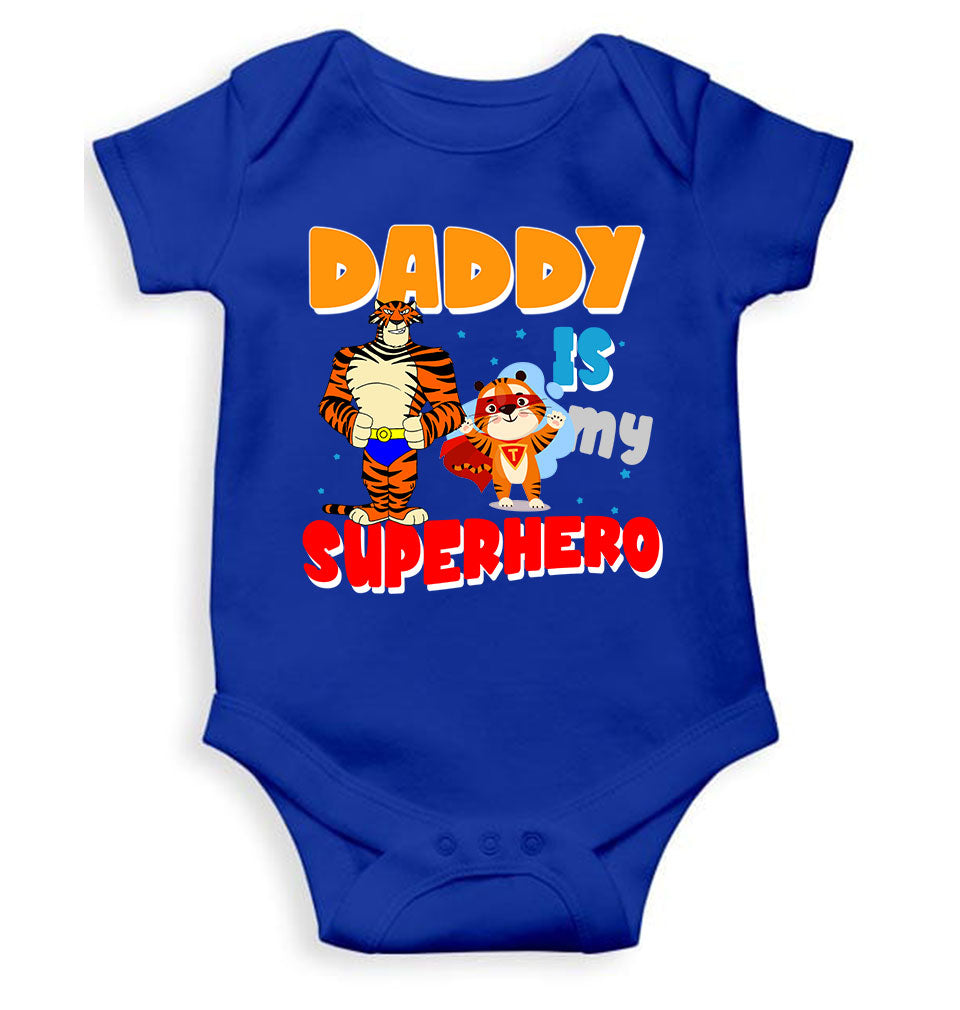 Superhero Dad Cartoon Rompers for Baby Girl- FunkyTeesClub