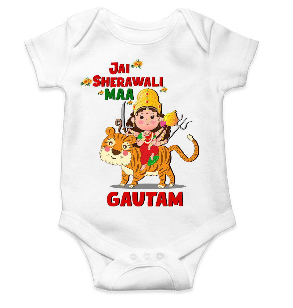 Custom Name Jai Sherawali Maa Navratri Rompers for Baby Boy- FunkyTeesClub