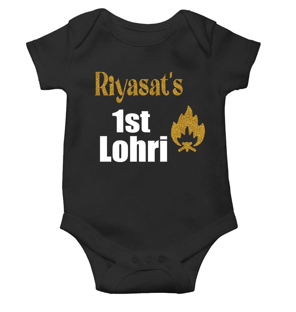 Custom Baby Name First Lohri Rompers for Baby Girl- FunkyTeesClub