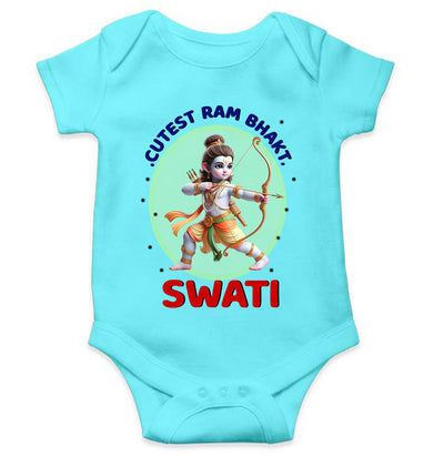 Custom Name Cutest Ram Bhakt Rompers for Baby Girl- FunkyTeesClub