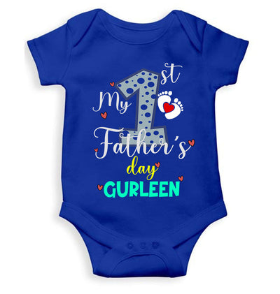 Custom Name First Fathers Day Rompers for Baby Girl- FunkyTeesClub