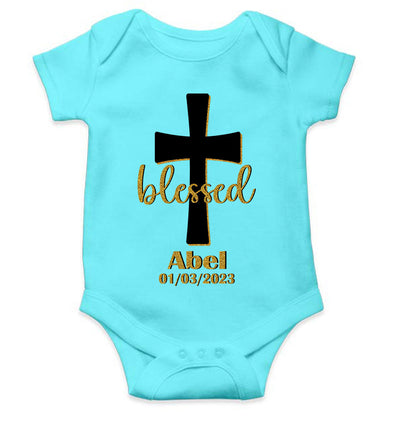 Custom Name And Date Blessed Baptism Christening Day Rompers for Baby Girl- FunkyTeesClub
