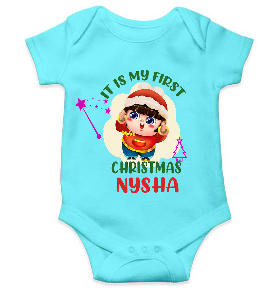 Customized Name It Is My First Christmas Rompers for Baby Girl- FunkyTeesClub