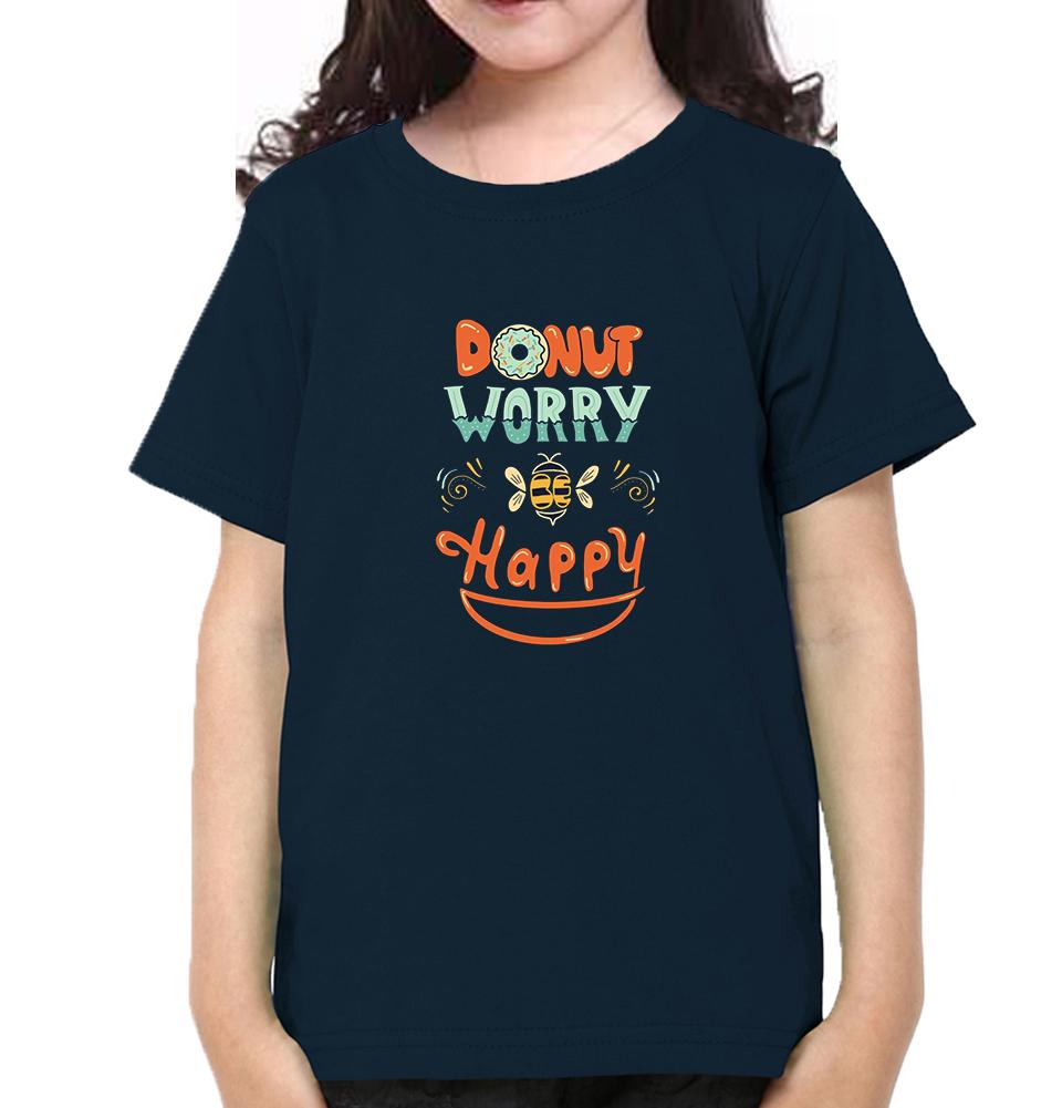 Donut Worry Be Happy Half Sleeves T-Shirt For Girls -FunkyTeesClub