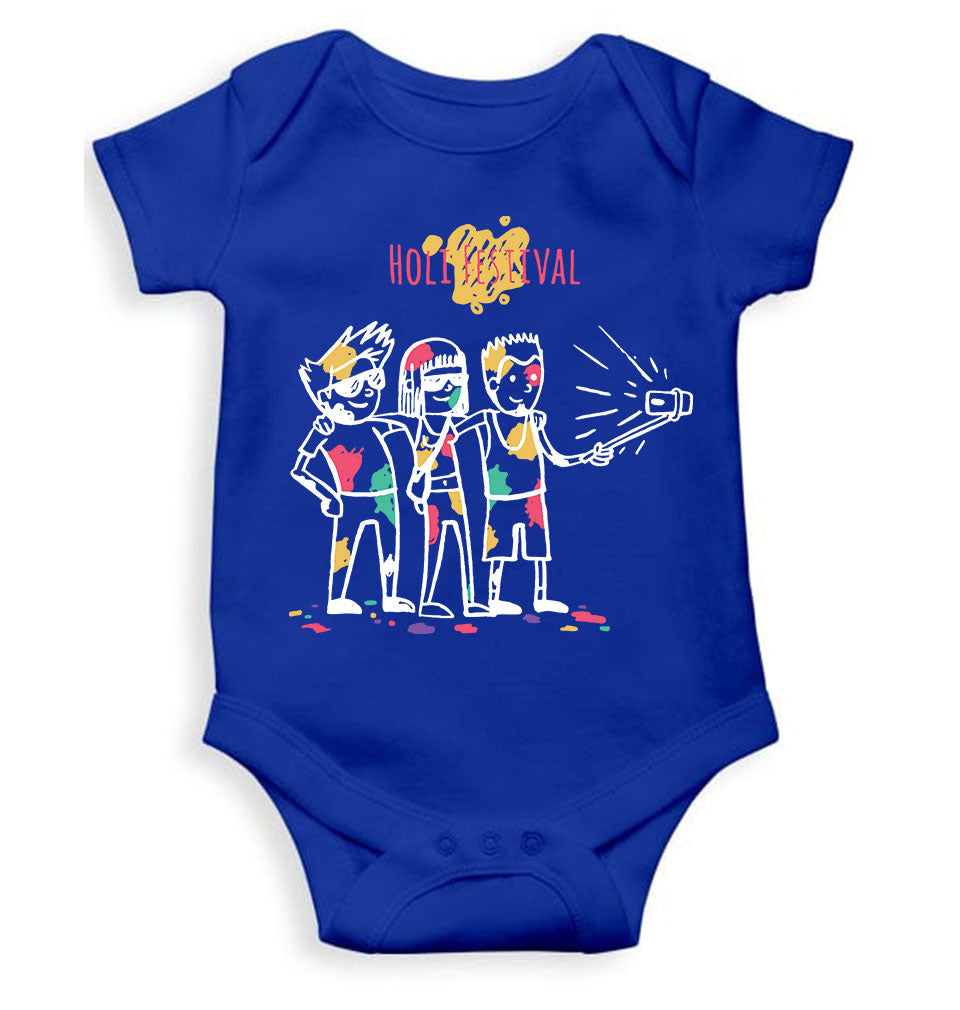Friends Selfie Holi Rompers for Baby Girl- FunkyTeesClub