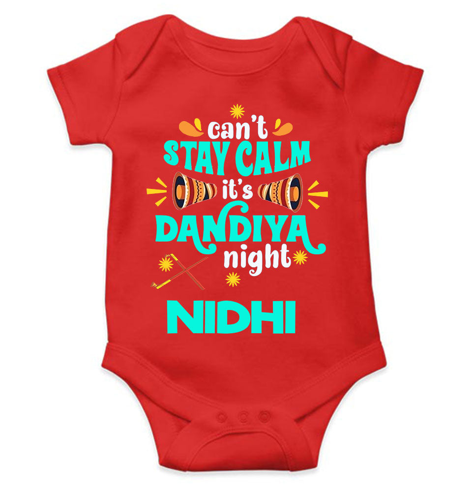 Custom Name Cant Stay Calm It Is Dandiya Night Navratri Rompers for Baby Girl- FunkyTeesClub
