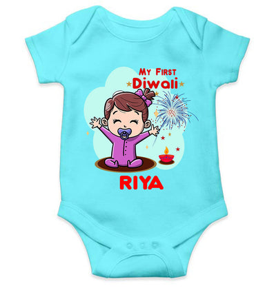 Custom Name My First Diwali Rompers for Baby Girl- FunkyTeesClub