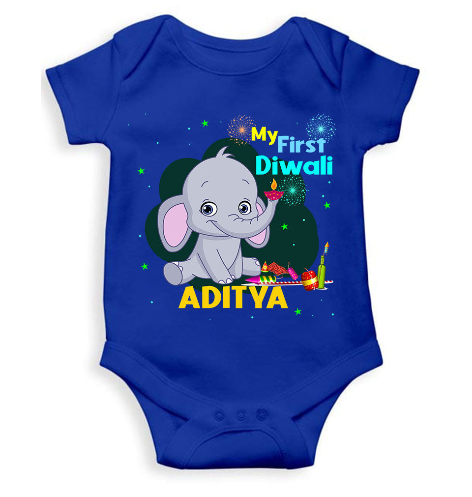 Custom Name My First Diwali Rompers for Baby Boy- FunkyTeesClub