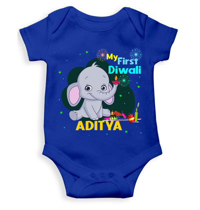 Custom Name My First Diwali Rompers for Baby Boy- FunkyTeesClub
