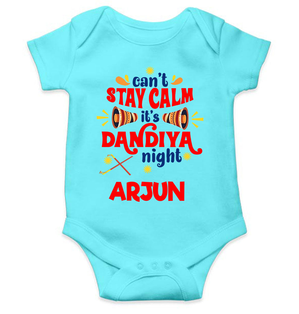 Custom Name Cant Stay Calm It Is Dandiya Night Navratri Rompers for Baby Boy- FunkyTeesClub