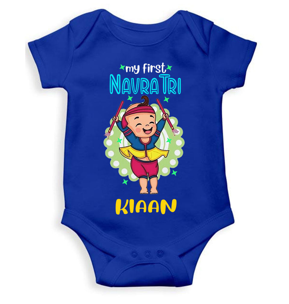 Custom Name My First Navratri Rompers for Baby Boy- FunkyTeesClub