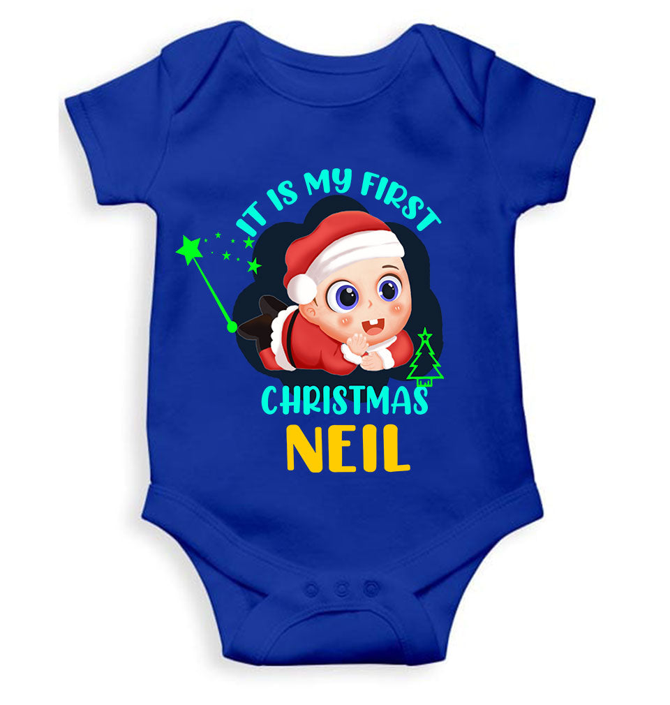 Customized Name It Is My First Christmas Rompers for Baby Boy- FunkyTeesClub