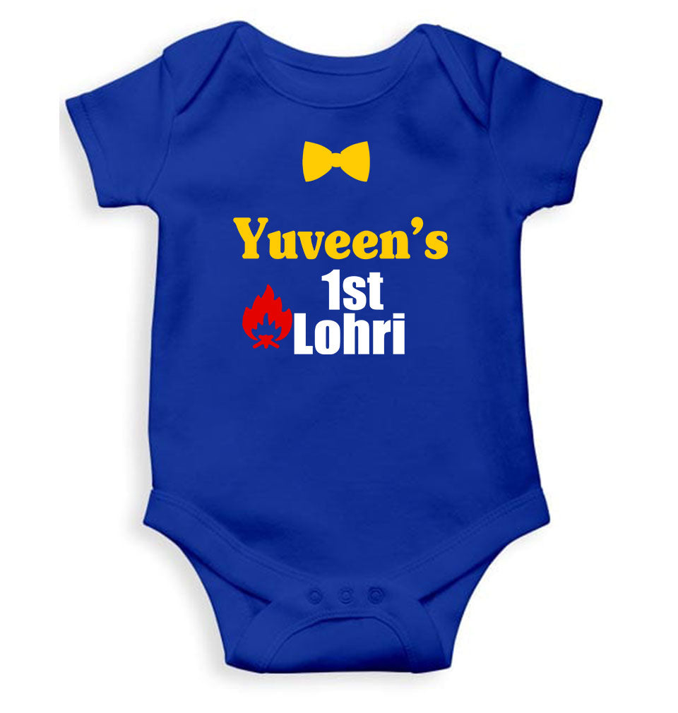 Custom Baby Name First Lohri Rompers for Baby Boy- FunkyTeesClub