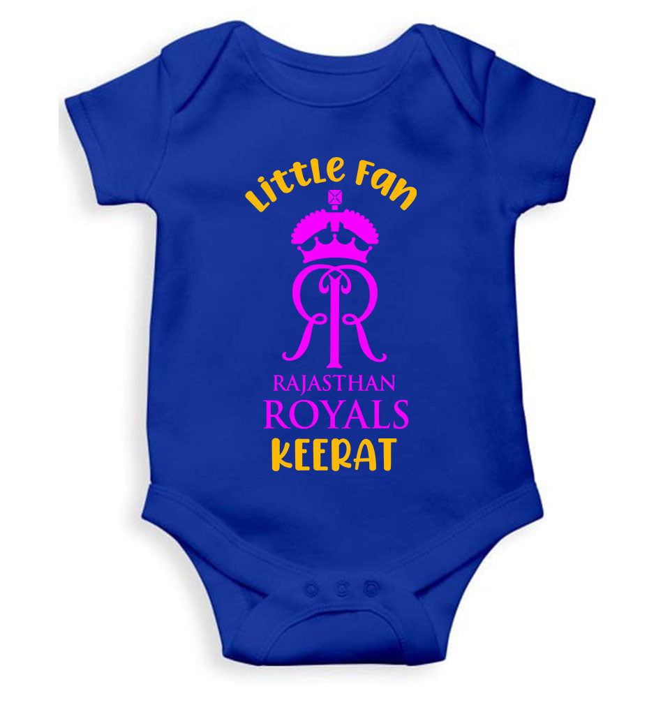 Custom Name IPL RR Rajasthan Royals Little Fan Rompers for Baby Girl- FunkyTeesClub