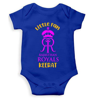 Custom Name IPL RR Rajasthan Royals Little Fan Rompers for Baby Girl- FunkyTeesClub