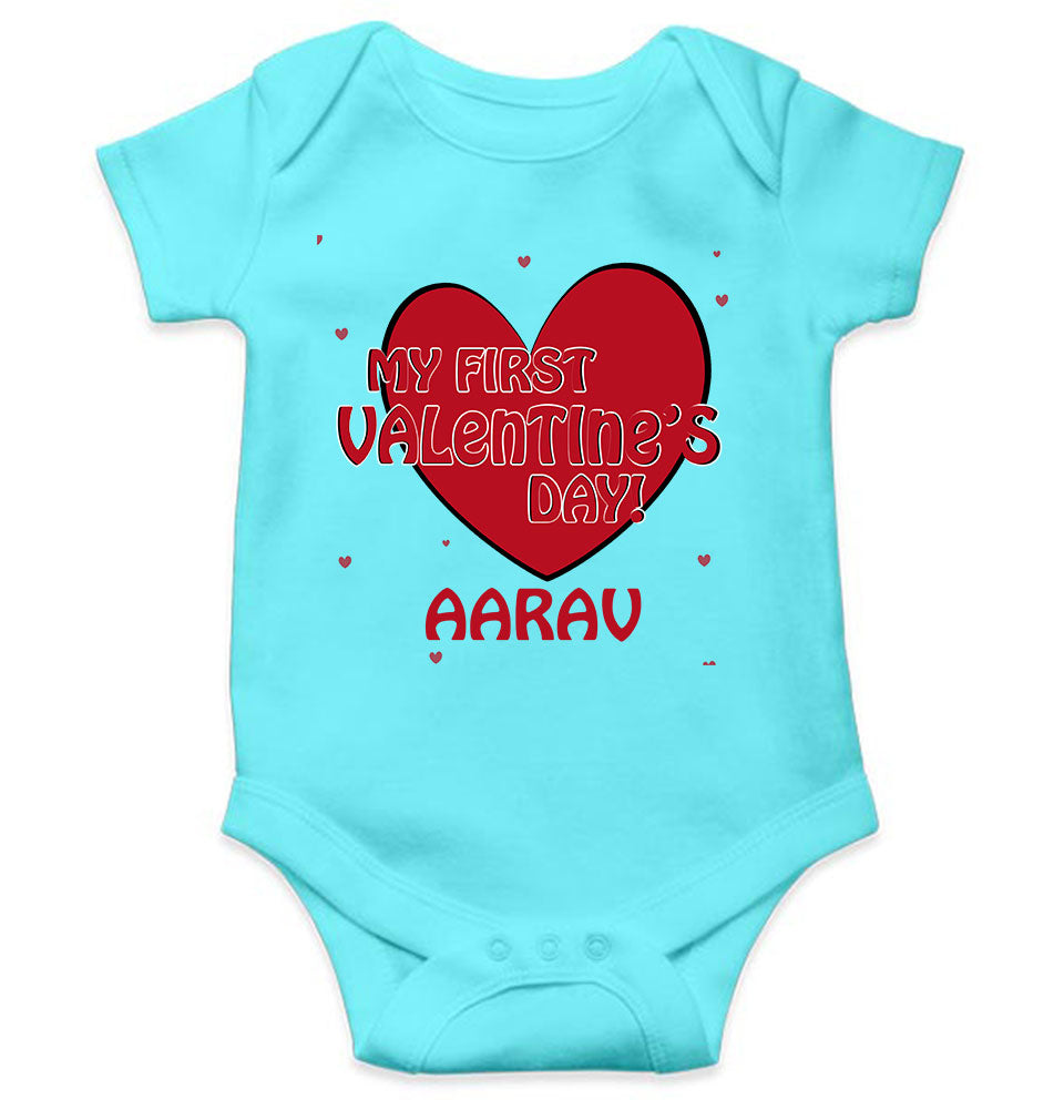 Custom Name 1st Valentine Rompers for Baby Boy- FunkyTeesClub