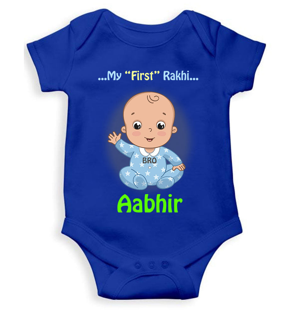 Custom Name My First Rakhi Rompers for Baby Boy- FunkyTeesClub