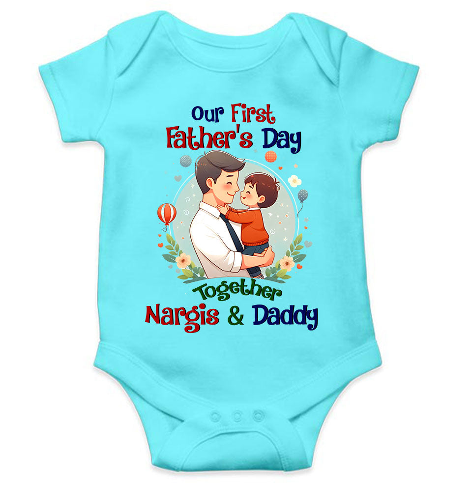 Custom Name Our First Father Day Rompers for Baby Girl- FunkyTeesClub